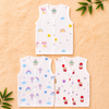 Muslin Jablas front open snap button 100% Cotton, Foxy Teddy Sparkle Print, 0-3 Month, Pack of 3