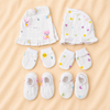 Muslin Newborn Cap,Mitten,Booties set, Double layer 100% Cotton,Pack of 2