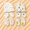 Muslin Newborn Cap,Mitten,Booties set, Double layer 100% Cotton,Pack of 2