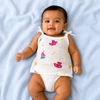 Muslin Knotted Jablas 100% Cotton,  Hearty Shipsy Creamy Print, 0-3 Month, Pack of 3