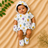 Muslin Newborn Cap,Mitten,Booties set, Double layer 100% Cotton, Pack of 1, Happilo print