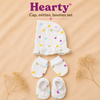 Muslin Newborn Cap,Mitten,Booties set, Double layer 100% Cotton,Pack of 2