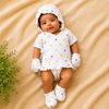 Muslin Newborn Cap,Mitten,Booties set, Double layer 100% Cotton,Pack of 3